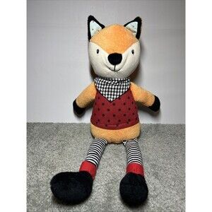 MACKENZIE-CHILDS Finn The Fox Stuffed Animal Plush 15 In Red Polka Dot Shirt